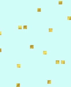 Pale Aqua Golden Squares Confetti