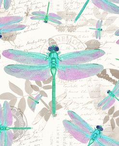 Vintage Botanicals Dragonfly Pattern Green