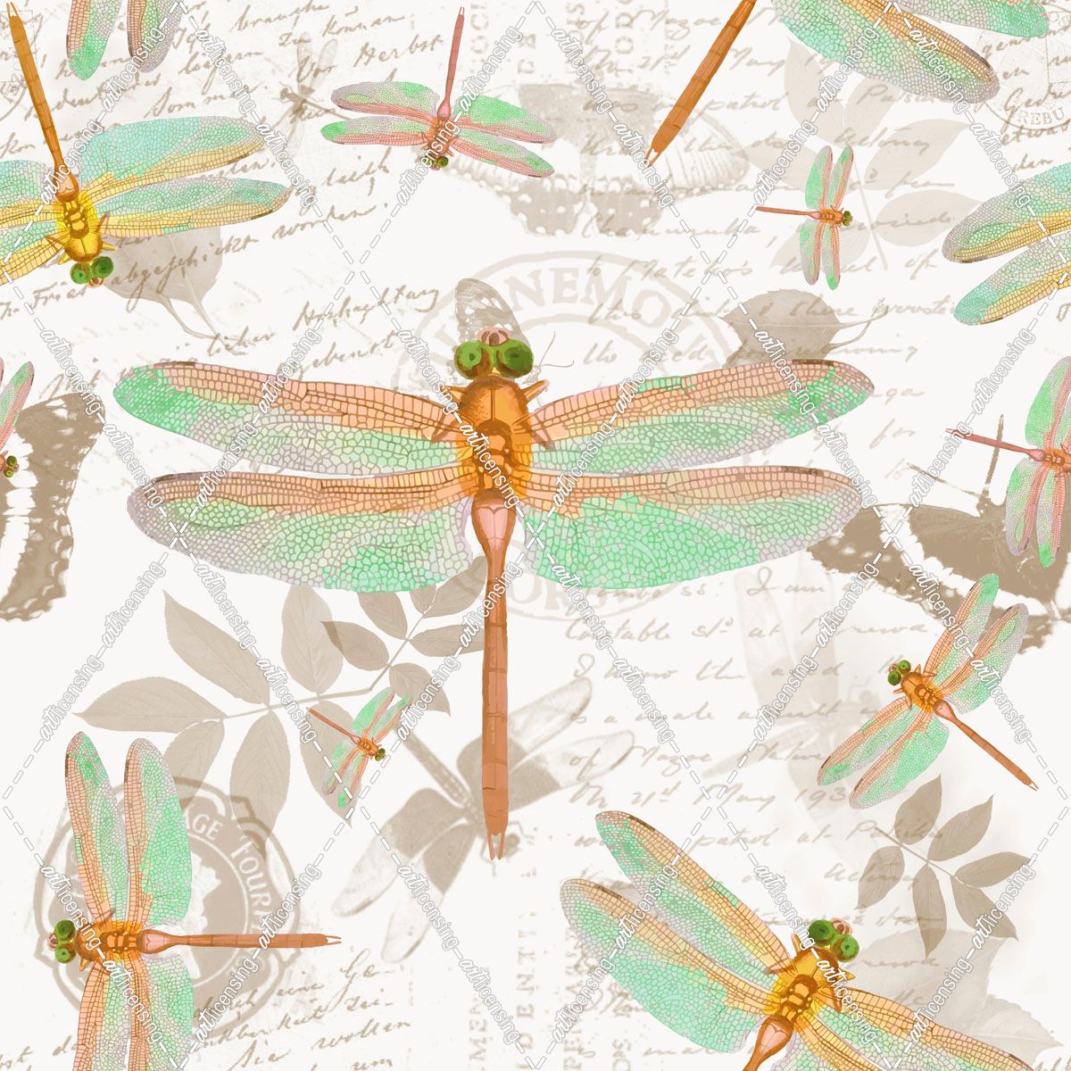 Vintage Botanicals Dragonfly Pattern Copper