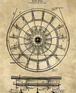 Water Wheel Blueprint Industrial Farmhouse