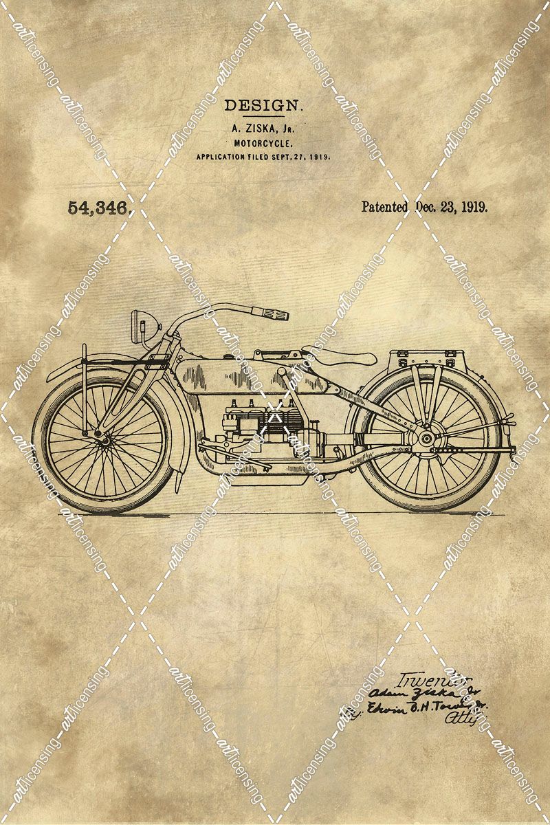 Motorcycle Blueprint Industrial Farmhouse