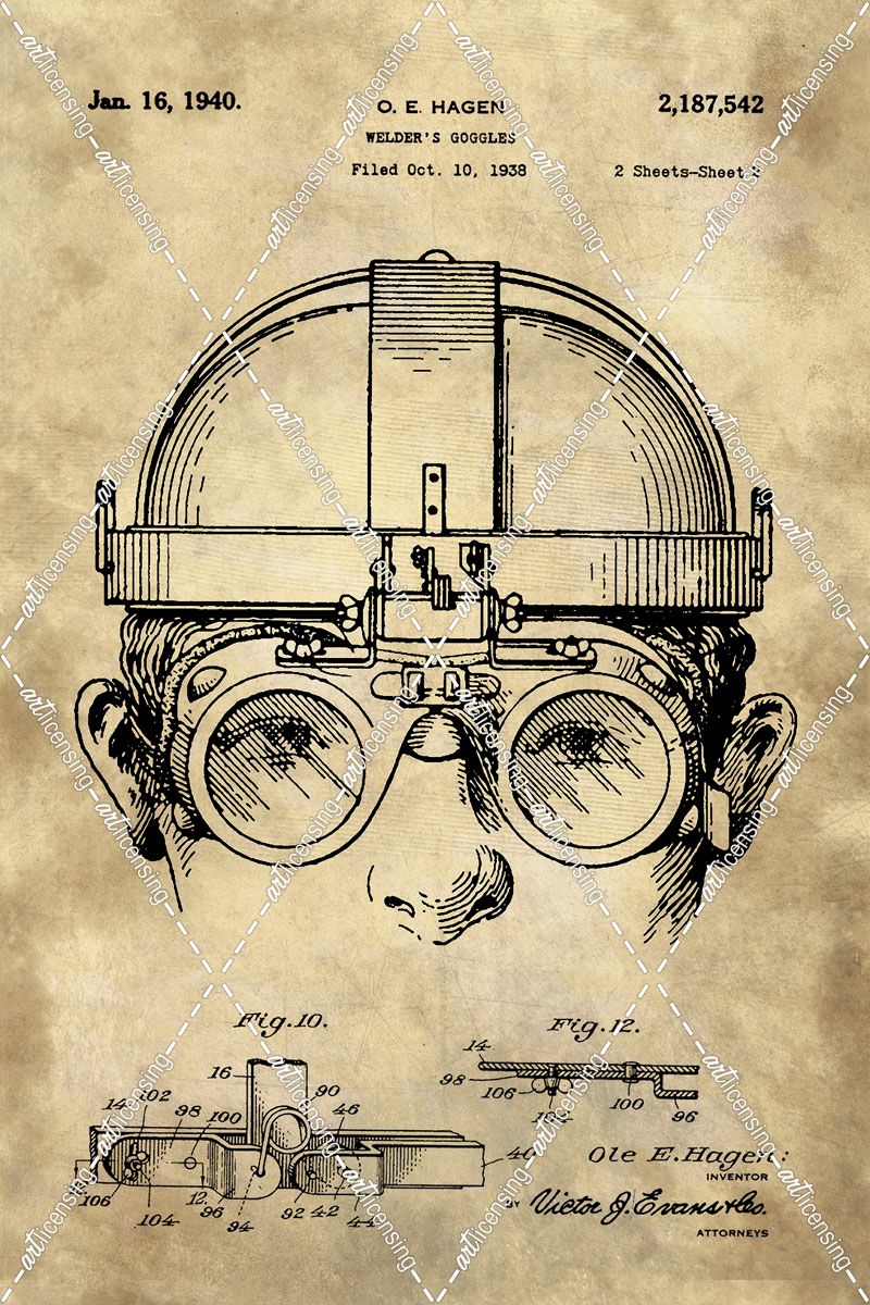 Welding Goggles Blueprint Detail Drawing – Industrial Farmhouse