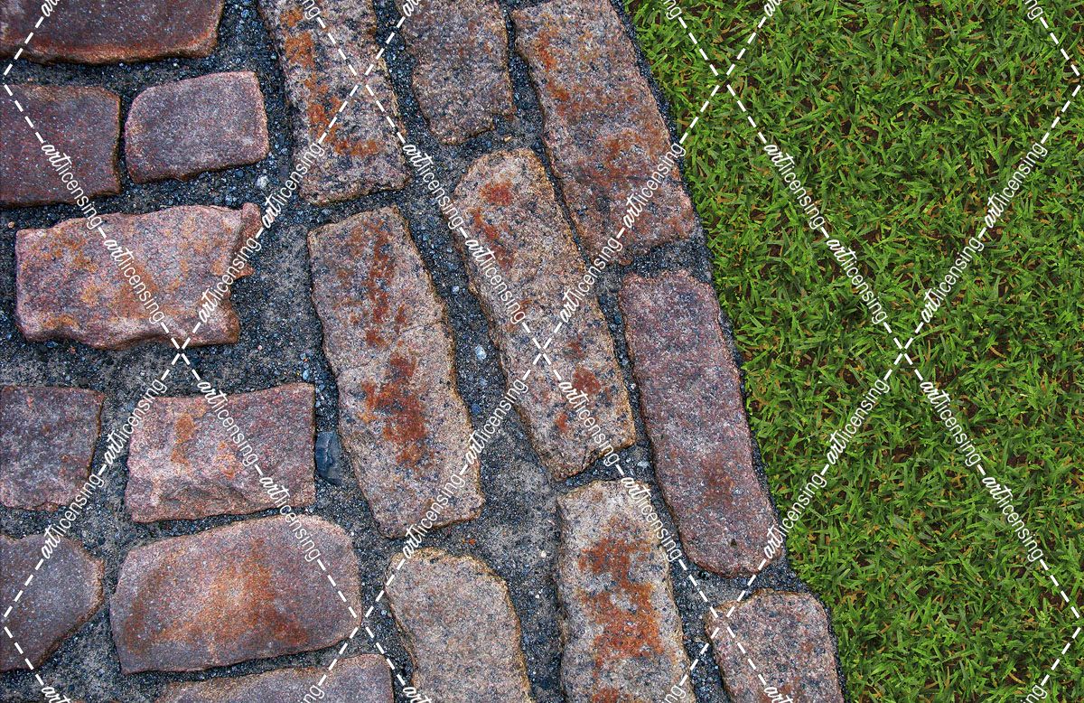 Old Montreal Cobblestones and Grass 01