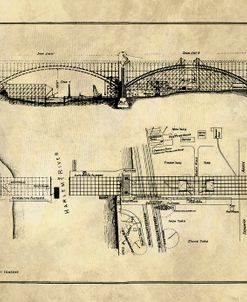 George Washington Bridge Blueprint Industrial Farmhouse