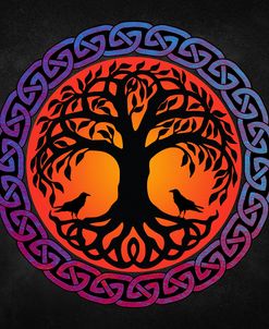 Yggdrasil World Tree with Huginn and Muninn