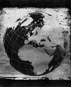 Silver Vintage Earth With Grid Lines