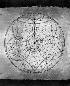 Silver Vintage Star Chart Sky Map 1880
