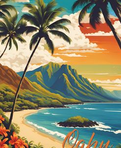 Oahu Hawaii Travel Poster