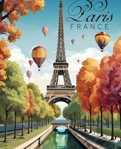 Ballooning In Paris France Travel Poster