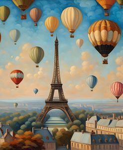 Hot Air Balloons Aloft In Paris