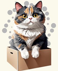 Cute Calico Cat Sitting In A Box