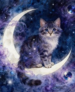 Kitten On A Crescent Moon