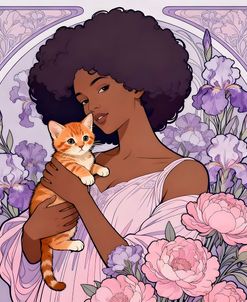 Art Nouveau Woman With Kitten