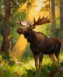 Moose Alone In The Forest