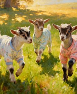 Baby Goats Wearing Pajamas On The Farm