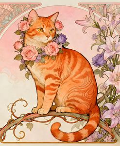 Art Nouveau Orange Tabby Cat