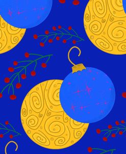 Christmas Ornaments Gold Blue Pattern