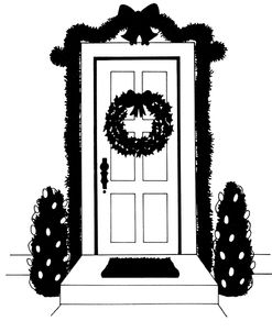 Decorated Front Steps Silhouette