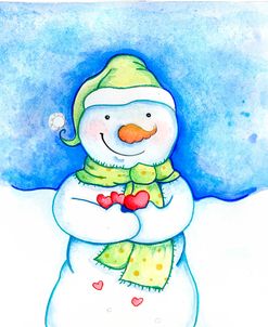 Snowman Holding Hearts