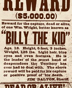 Reward Billy The Kid