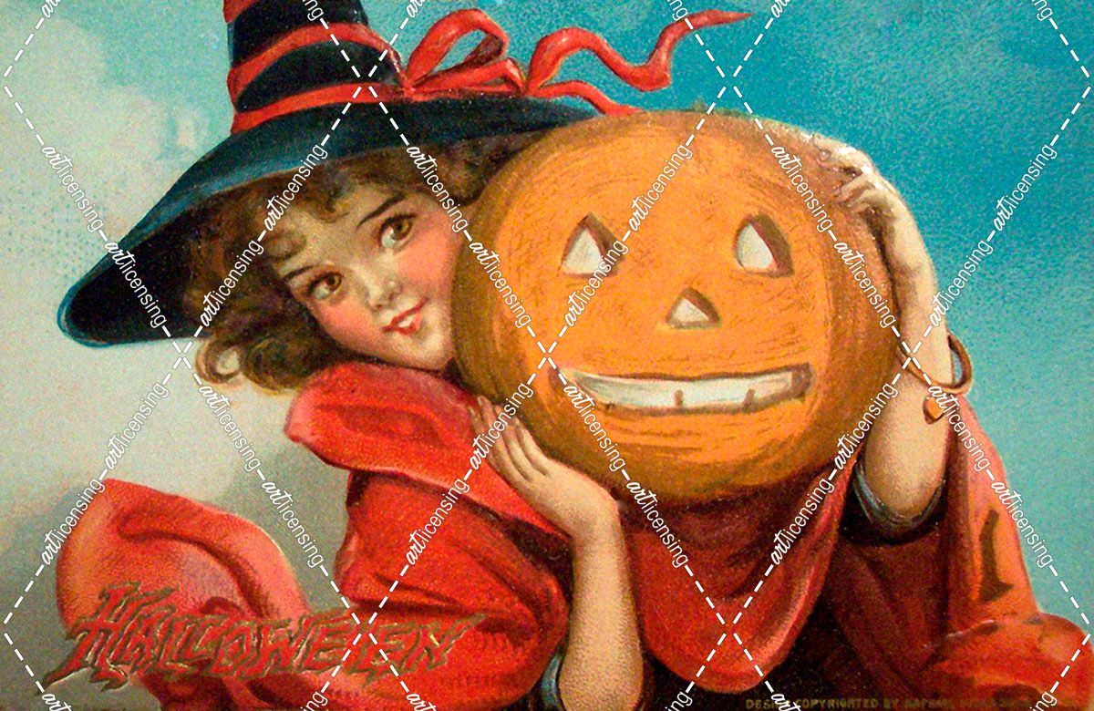 Halloween Girl Blue Sky Pumpkin.tif