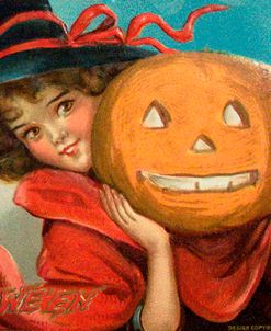 Halloween Girl Blue Sky Pumpkin.tif