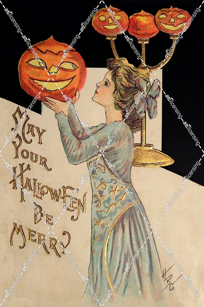 Halloween Girl Holding Pumpkin.tif