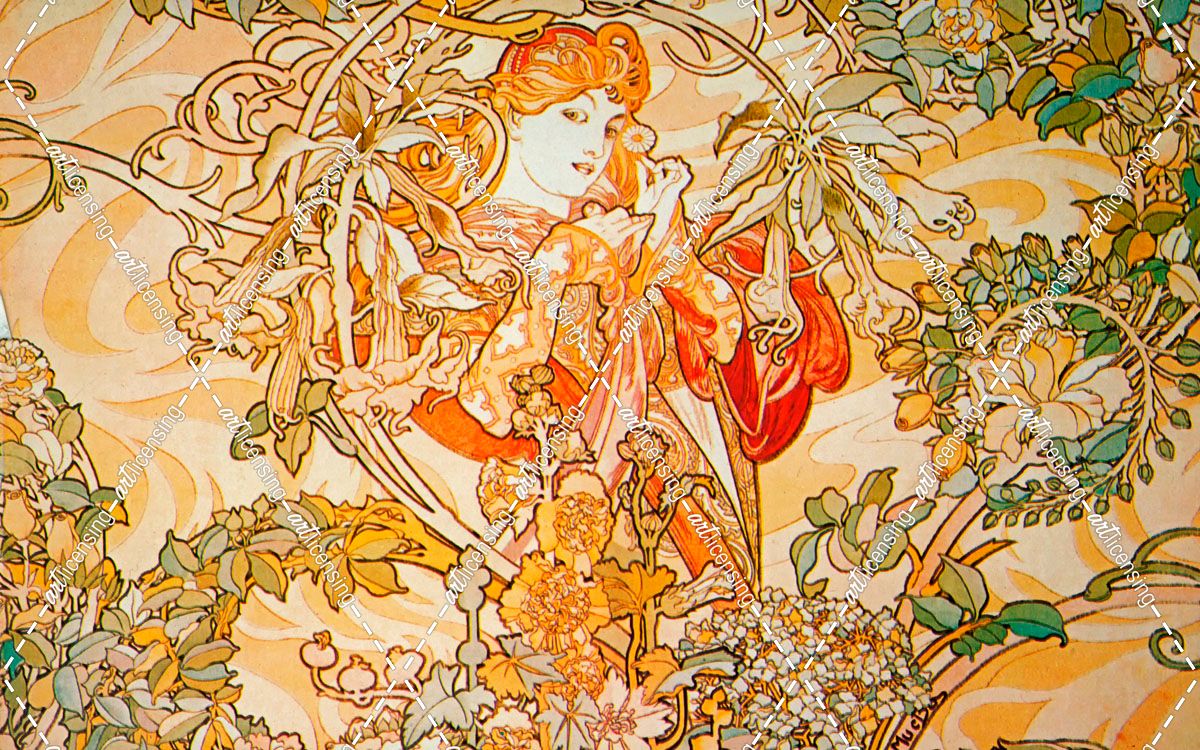 Mucha Woman With Daisy Archival Vers