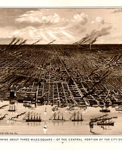 Birds Eye View Of Detroit Michigan 1889