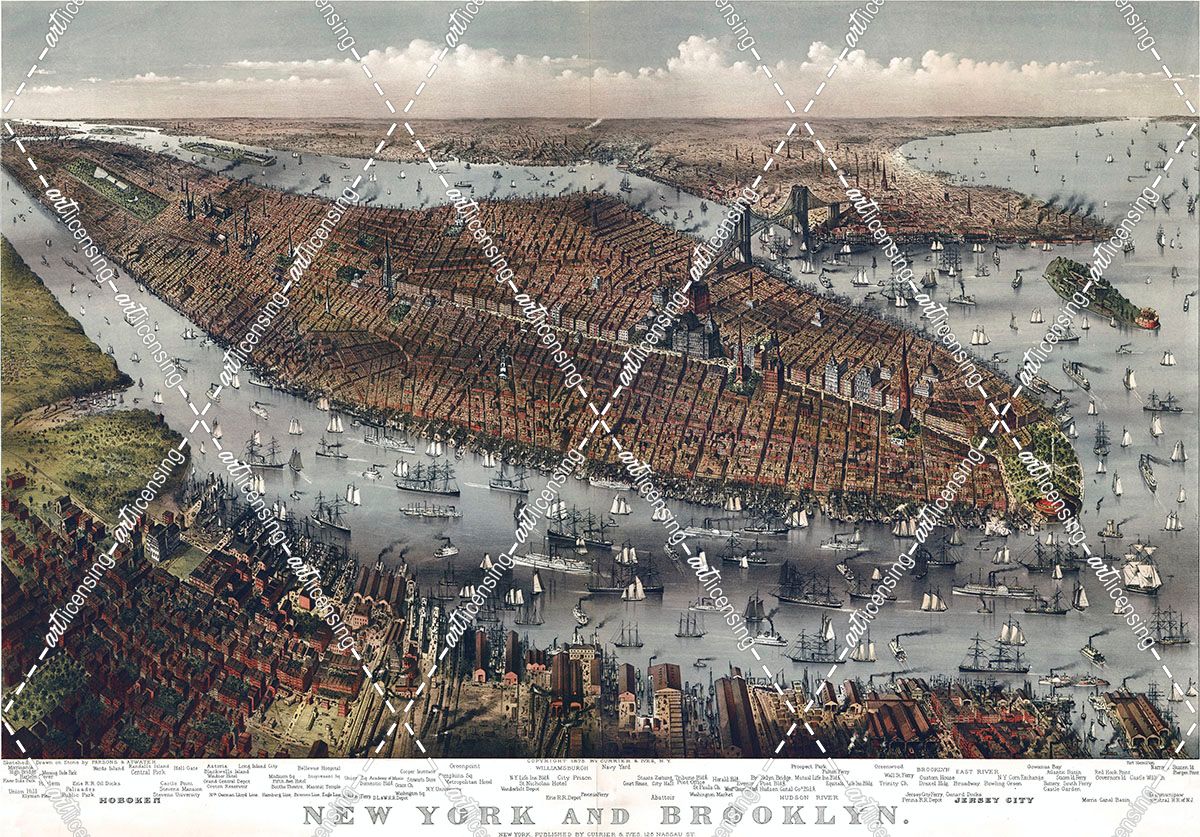 Map Of New York And Brooklyn 1875