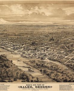 Salem Oregon 1876 Birds Eye View