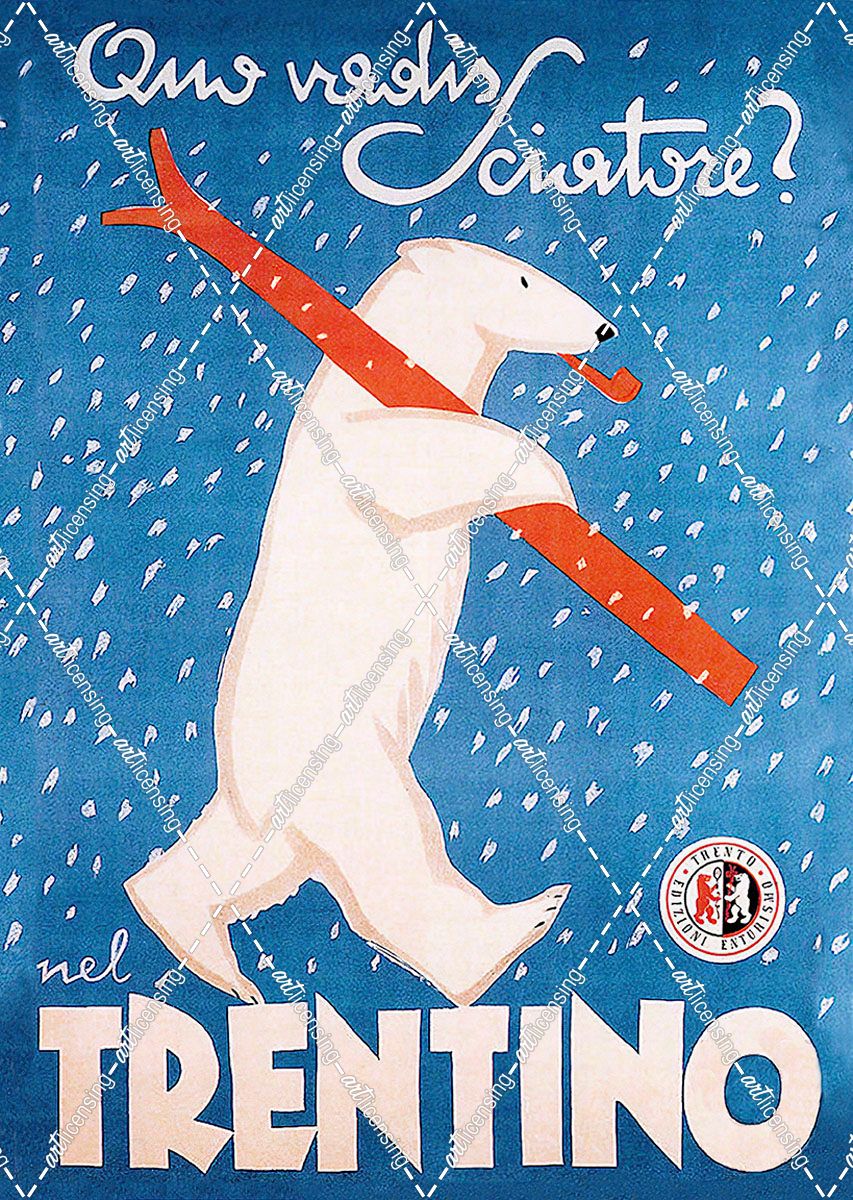 Italian Polar Bear Ski Poster