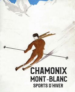 Chamonix Mont-Blanc Alpine Ski Poster from 1930