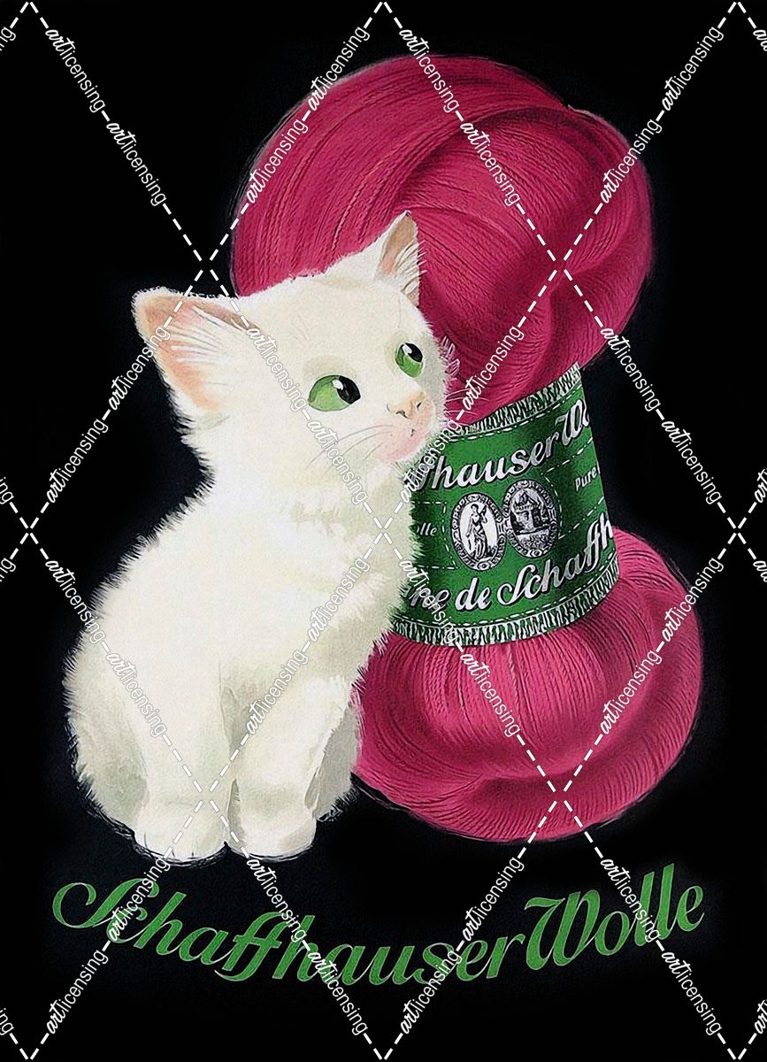 Vintage Yarn Ad with Cat