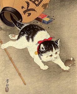 Cat and Paper Lantern Ohara Koson