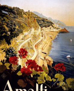 Amalfi coastline with geraniums 1915