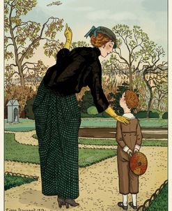 Look Up There Toto Vintage Fashion Illustration 1913