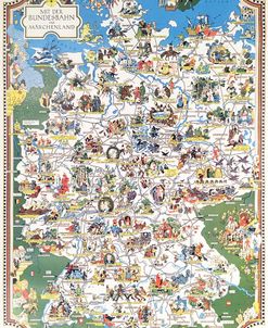 German Fairytale Map Leo Faller Bundesbahn