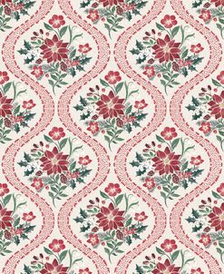Watercolor Holiday Florals with Dotted Ogee – Red