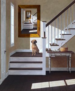 Droste and Dog On Stairs